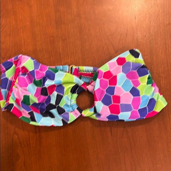 Mossimo stained glass pink blue 3 piece S bikini Top, M bottom & Tankini top - Picture 2 of 5